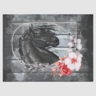 Black Friesian Horse Decoupage Tissue Paper