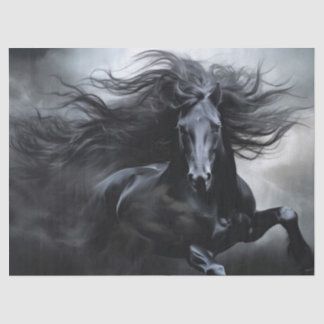Black Friesian Horse Decoupage Tissue Paper