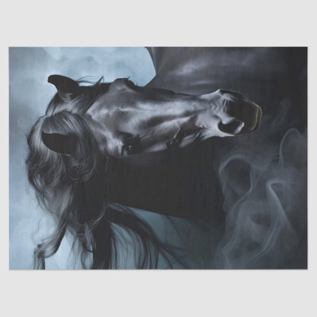 Black Friesian Horse Decoupage Tissue Paper (Front)