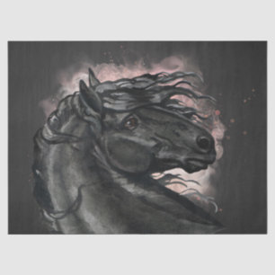 Black Friesian Horse Decoupage Tissue Paper