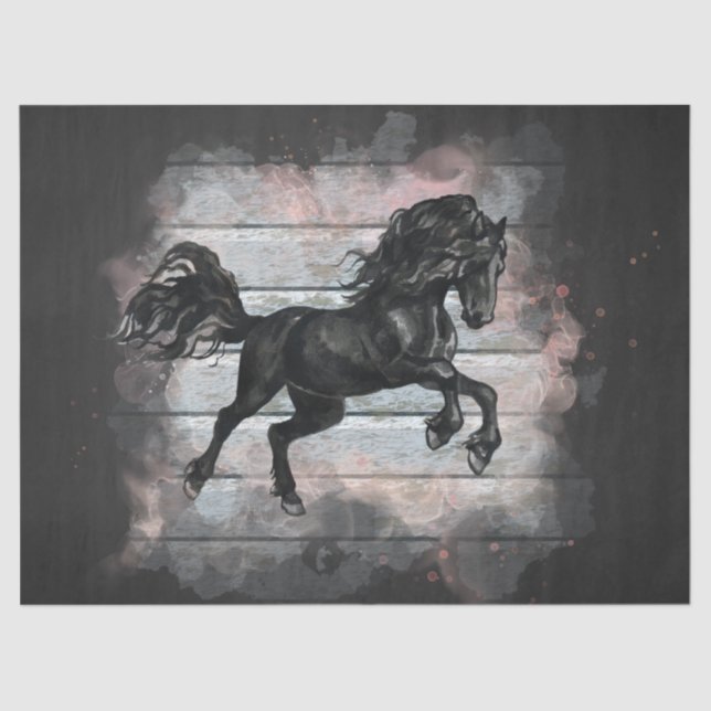 Black Friesian Horse Decoupage Tissue Paper (Front)