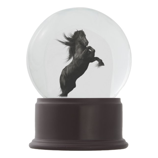 Black Friesian Horse Snow Globe (Front)