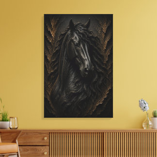 Black Friesian Sculptural 3D Luxury Fine Art Canvas Print