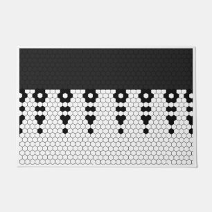 Black Fringe Tile Design Doormat