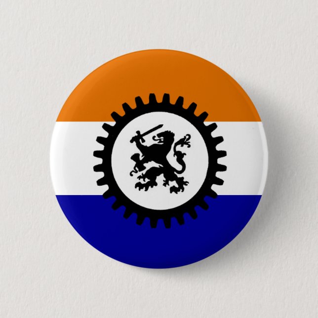Black front orange blank blue 2 inch round button (Front)