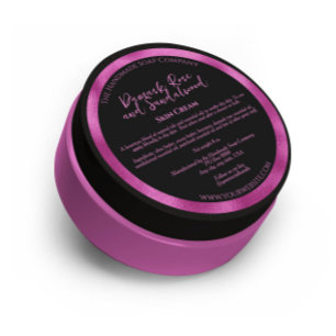 Black & Fuchsia Cosmetics Jar Label w Ingredients