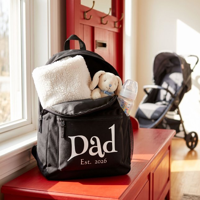 Black Fun Bold Simple Dad Established New Dad Printed Backpack (Creator Uploaded)