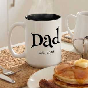 Black Fun Bold Simple Dad Established New Dad Two-Tone Coffee Mug
