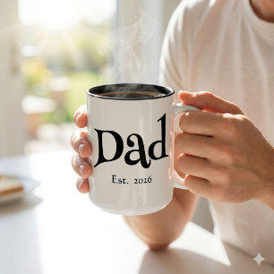Black Fun Bold Simple Dad Established New Dad Two-Tone Coffee Mug