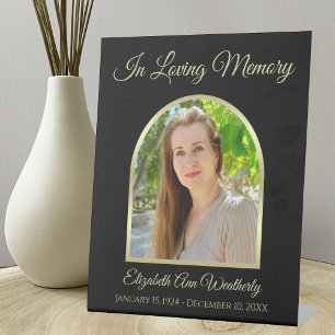 Black Funeral Photo In Loving Memory Pedestal Sign