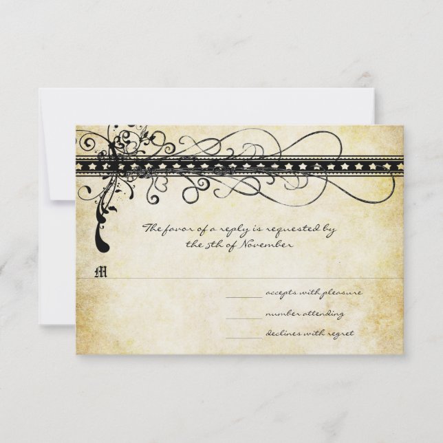 Black Funky Elegant Faire-part de mariage de perle (Devant)