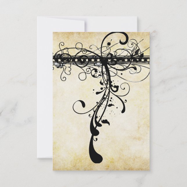 Black Funky Elegant Faire-part de mariage de perle (Dos)