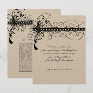Black Funky Elegant Faire-part de mariage de perle