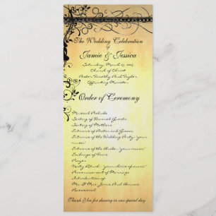 Black Funky Elegant Swirls Wedding Program