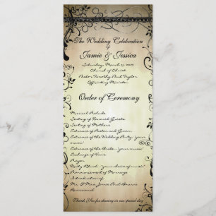 Black Funky Elegant Swirls Wedding Programme