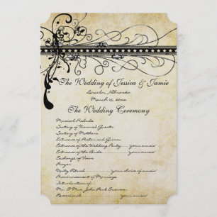 Black Funky Elegant Swirls Wedding Programme