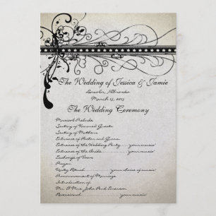 Black Funky Stines Lights Swirls Wedding Programme