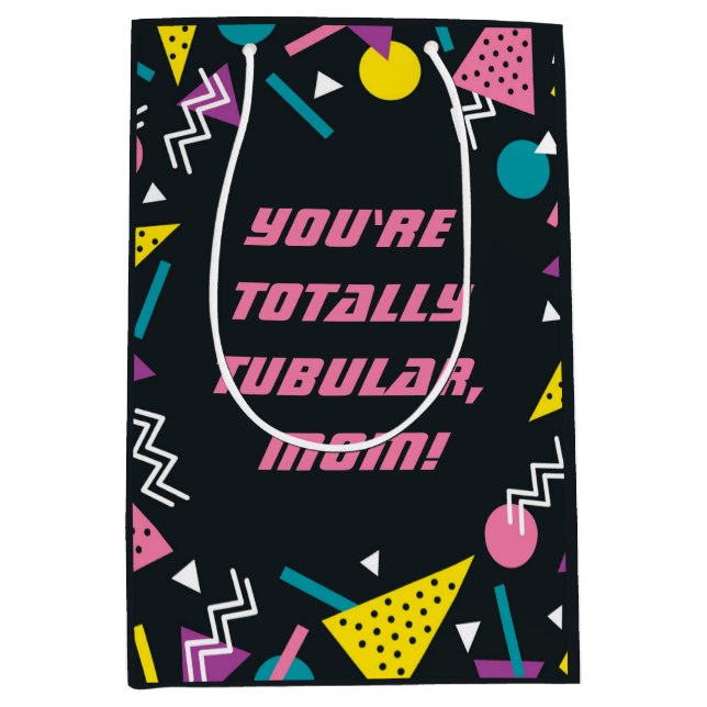 Black Funny 80s Slang Mothers Day Medium Gift Bag (Front)