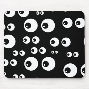 Black Funny Cartoon Seamless Eyes Seeing Mouse Pad