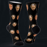 Black Funny Custom 2 Face Photo Mom Socks<br><div class="desc">Funny personalized 2 face photo crew socks for moms. To use a cutout of your son or daughter's face like in the example,  the background must be transparent and the file format a png. You can download any mobile or computer app,  or use the program named Canva or Photoshop.</div>