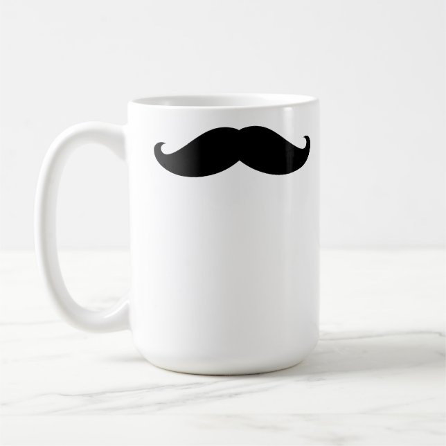 Black Funny Hipster Moustache Coffee Mug (Left)