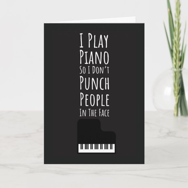 Black Funny Piano Player Cards Pianist Musician  (Front)