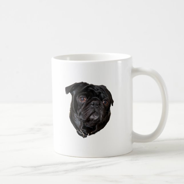 Black Funny Pug Coffee Mug (Right)