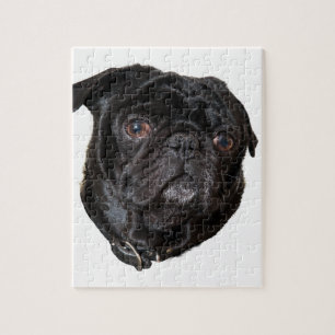 Black Funny Pug Jigsaw Puzzle