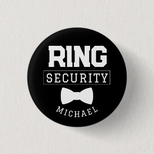Black Funny Ring Security Wedding Favour Kid 1 Inch Round Button