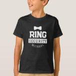 Black Funny Ring Security Wedding Favour Kid T-Shirt<br><div class="desc">This cute wedding kid t-shirt makes the perfect gift for your ring security on your wedding day! It features an illustration of a bow tie with the caption "Ring Security". This pin can be easily customized with your name.</div>