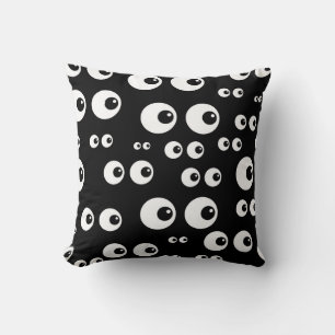 Black Funny Seamless Eyes Seeing Halloween Spooky Throw Pillow