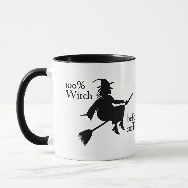black funny vintage witch coffee  mug (Left)