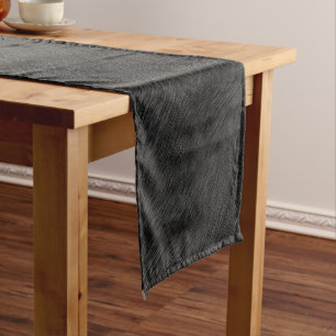 Black fur pattern short table runner