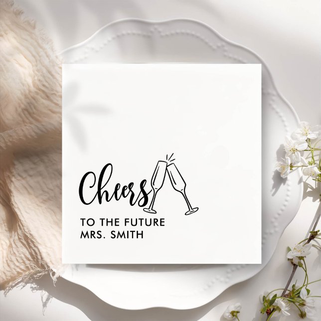 Black Future Mrs Modern Bridal Shower Napkin (Creator Uploaded)