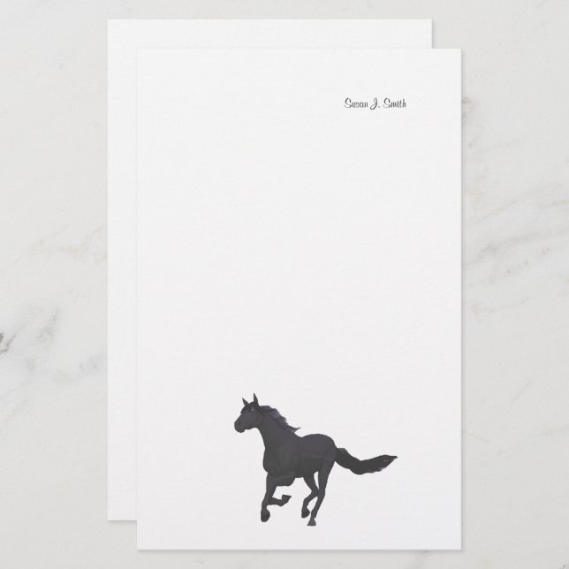 Black Galloping Horse Stationery (Front/Back)