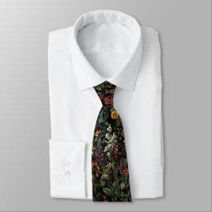black Garden Flowers Wildflower Spring Meadow Tie