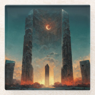 Black Gate Fantasy Sci-Fi Art Glass Coaster