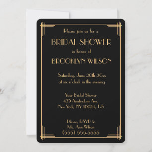 Black Gatsby Art Déco Fêtes des mariées Invitation