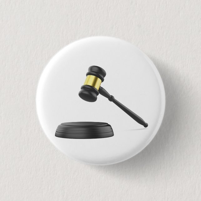 Black gavel 1 inch round button (Front)