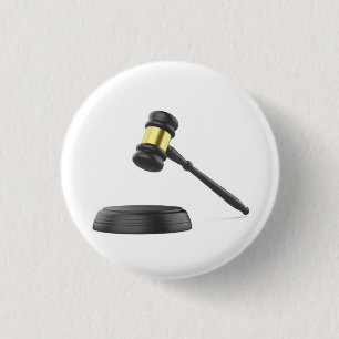 Black gavel 1 inch round button