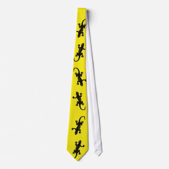 Black Gecko on yellow background - Tie (Front)