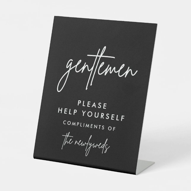 Black Gentlemen Wedding Bathroom Basket Sign (Front)