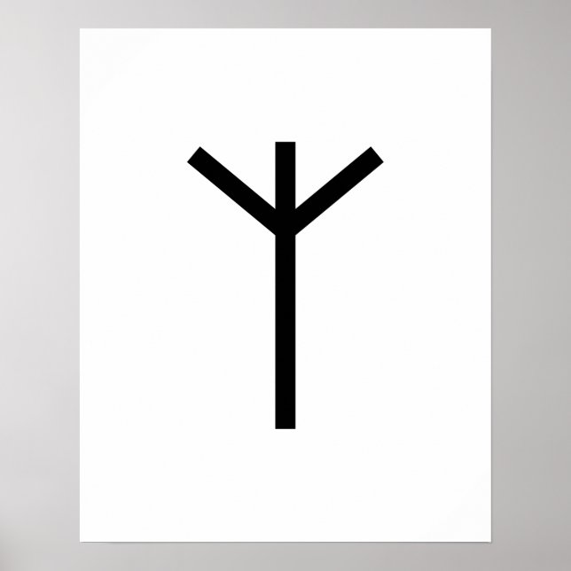 Black Geometric Algiz (Protection) Viking Rune Poster (Front)