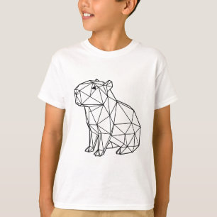 Black Geometric Capybara Origami Style T-Shirt