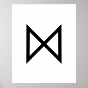 Black Geometric Dagaz (Day) Viking Rune Poster