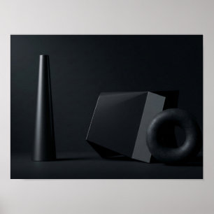Black Geometric Forms Minimalist Dark Wall Art