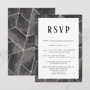 Black Geometric Gala RSVP Card