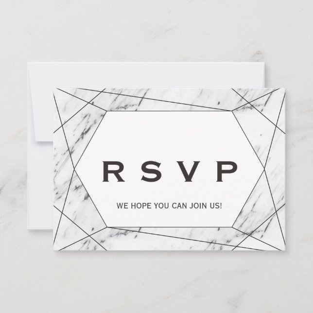 Black Geometric Marble Song Request RSVP Card (Front)