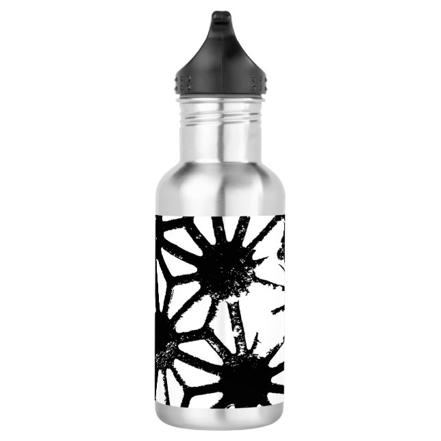 Black geometric pattern 710 ml water bottle (Right)