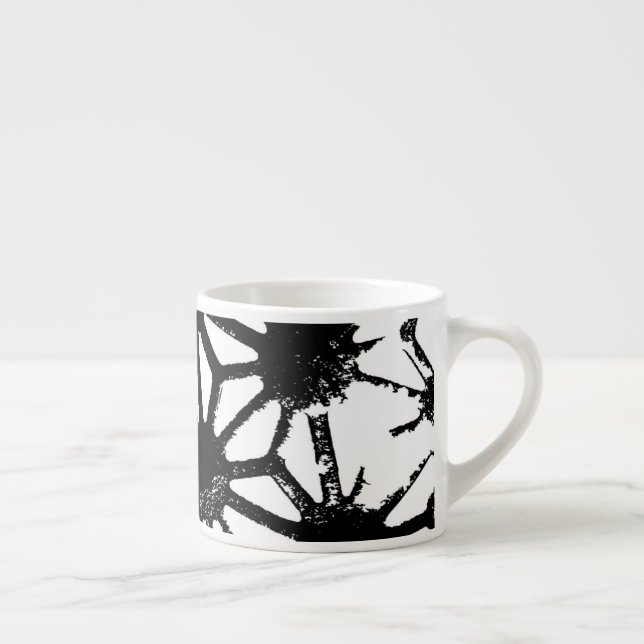 Black geometric pattern espresso cup (Right)